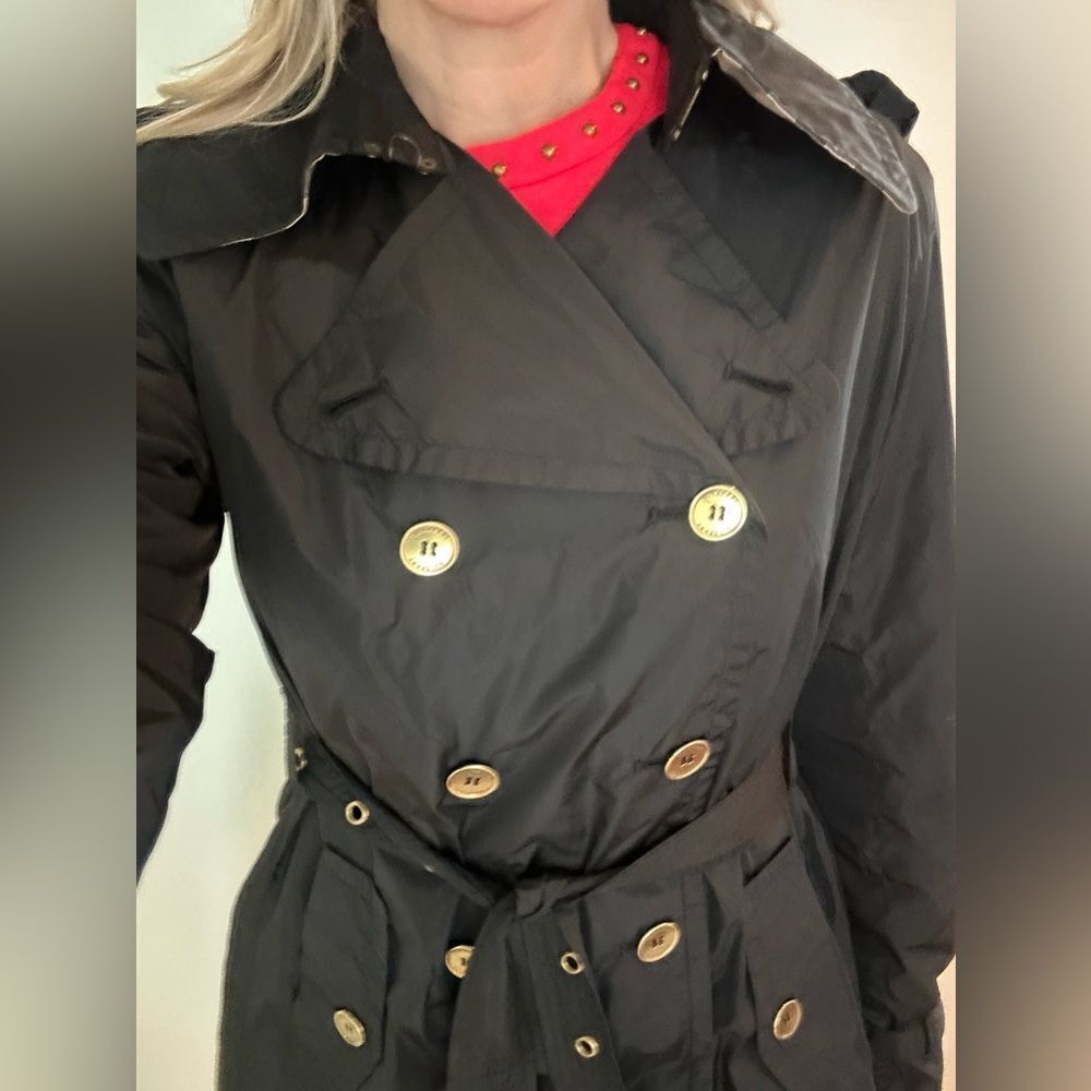 Burberry London navy blue rain lightweight trench coat US 10 - Picture 2 of 13